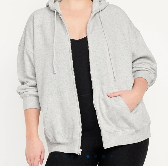 NWT OLD NAVY Oversized Full-Zip Hoodie Color: Light Gray Heather SIZE LARGE - Picture 5 of 7